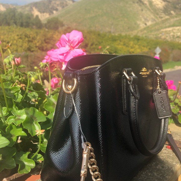 Coach NWT black Patent leather mini sage carryall. This is a beautiful bag. - Picture 5 of 8